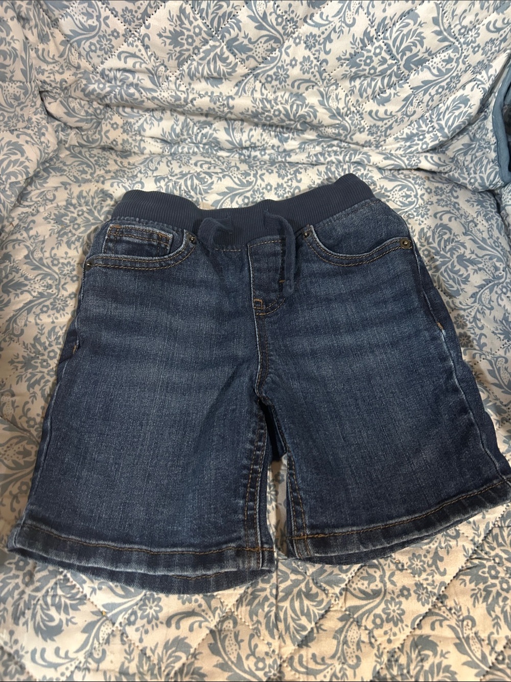 Slim Fit Kids Navy Blue Denim Pull-On Shorts